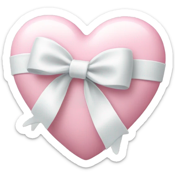 Pastel pink heart with white bow sticker