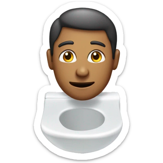A toilet with a man coming out of it the man is very charismatic sticker
