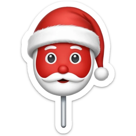 Create an icon of a location pin with a Christmas Santa hat on top, in a clean, modern, flat style. sticker