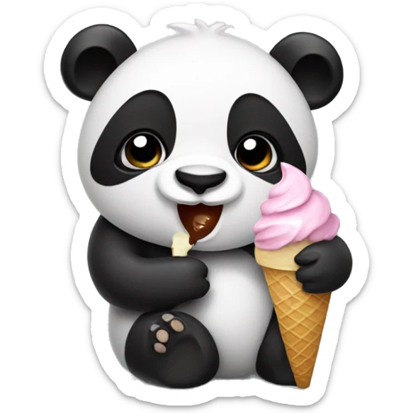 Panda eating ice cream sticker