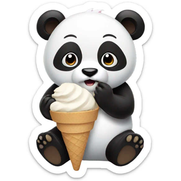 Panda eating ice cream sticker