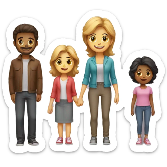 a family with a man, a woman,twe boy and one girls sticker