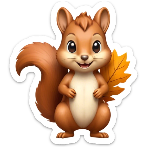 Cinematic Cheeky Squirrel Portrait Emoji, Head cocked to one side with a cheeky smirk and sparkling, impish eyes, featuring a compact, agile form with a luxuriously bushy tail and perky ears, Simplified yet remarkably expressive features, highly detailed, glowing with a playful, golden glow, high shine, mischievous and lively, stylized with an air of woodland naughtiness, soft glowing outline, capturing the essence of a cheeky squirrel that seems poised to leap out of the screen with a fun-loving attitude! sticker