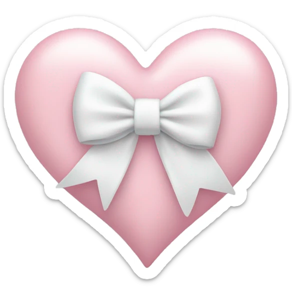 Pastel pink heart with white bow sticker