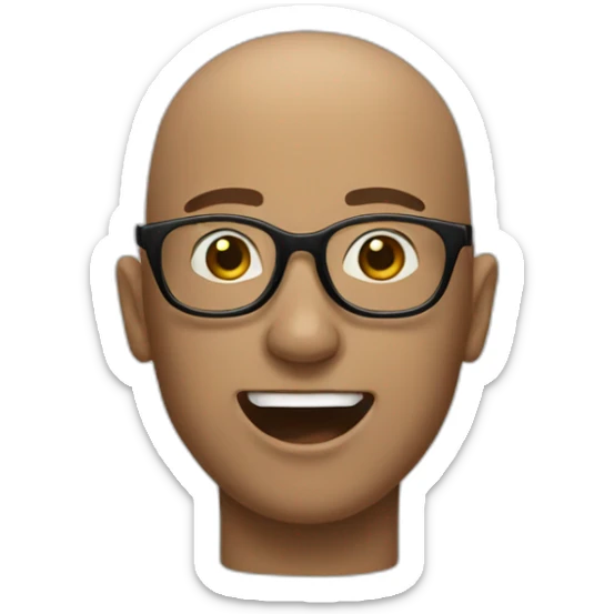 guy with glasses, bald on top, hair on the sides and tongue sticking out sticker