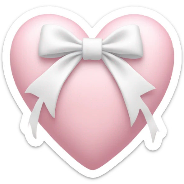 Pastel pink heart with white bow sticker
