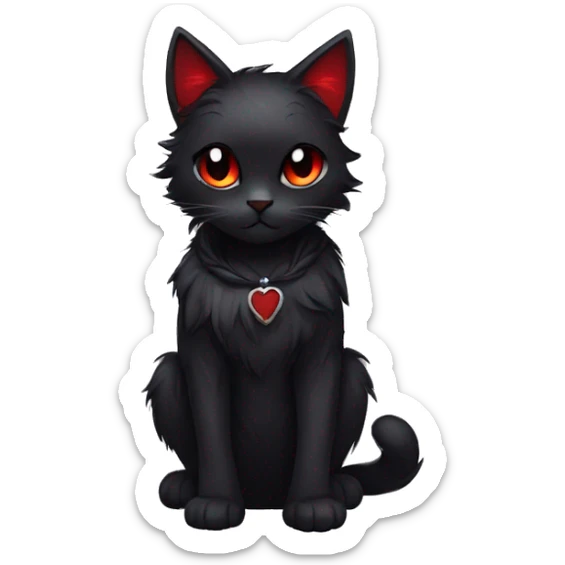 Anthro Edgy Cool Beautiful Black Cat-Fursona with Emo Hair-bangs with Red Streaks sticker