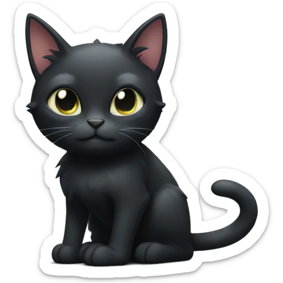 A skinny and short-haired magical black cat with sass. He belongs to a powerful witch. sticker