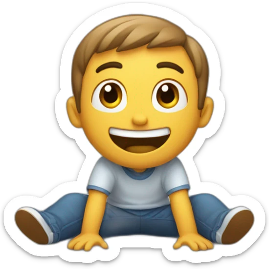 a guy sitting on the floor, who spreads his arms in surprise and smiles a little at the comicality of the situation sticker