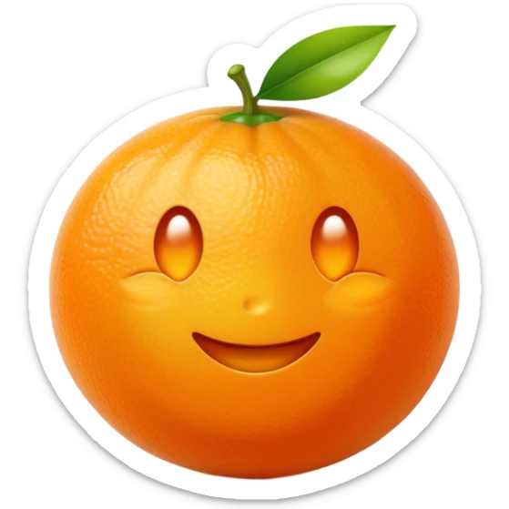 Cinematic Realistic Orange Emoji, Juicy and vibrant, with a bright, glossy skin that gleams in the light, revealing a slight texture from the natural pith. The orange segments peek through as the fruit radiates refreshing energy. Soft glowing outline, capturing the essence of a sweet, zesty burst of flavor in a perfect orange! sticker