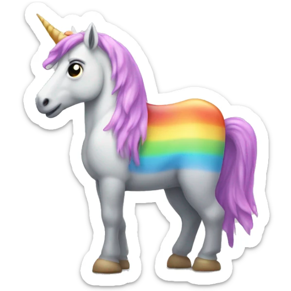 Cheese block with hooves, like a rocky mountain horse, with a rainbow unicorn tail. sticker