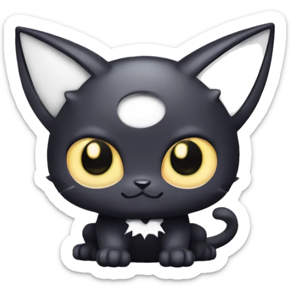 Cute edgy cool kawaii vampiric dark cat-vernid-Fakémon-Digimon with bat-wings as ears sticker