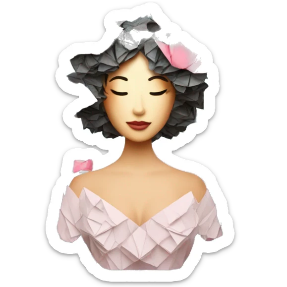  lady tropical made of 420 origami newspaper roses hemp leaves lantern fairy lights burning paper vaporwave sticker