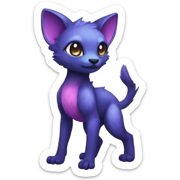 Cute cool black blue purple pink animal hybrid Fakemon full body sticker