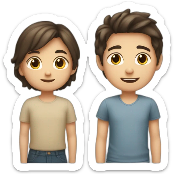 one white older brother with dark hair, one little brother with light hair one tanned sister with brown hair sticker