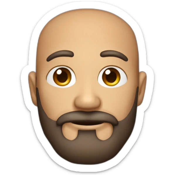 Hombre de 40 años pelo rapado y barba recortada con los ojos marrones y una talla en la cabeza sticker