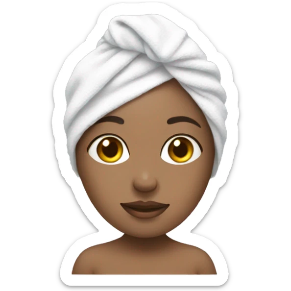 girl wearing a facial skincare mask with a towel on her head sticker