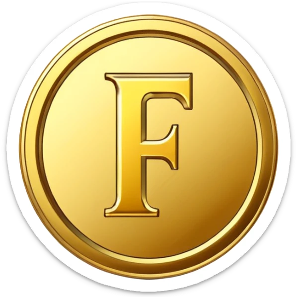 Currency crypto money symbol for the money "Fcoins" big letter F, casino coin colored

Dont make an E sticker