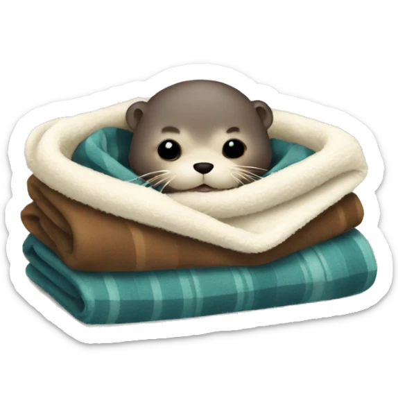 otter cozy in blanket sticker