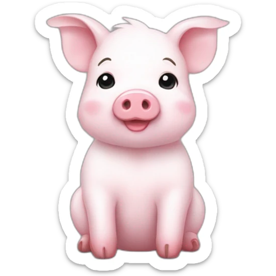 A cute pink fluffy baby pig with a white t-shirt on which there is a red heart and write : i love Bretagne sticker