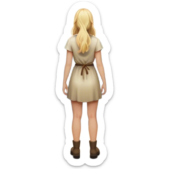 the back of a blonde woman stands at a mountain crossroads, her back turned as she contemplates two trails—one illuminated, symbolizing response, and one shrouded in darkness, representing reaction. with hands on chest sticker