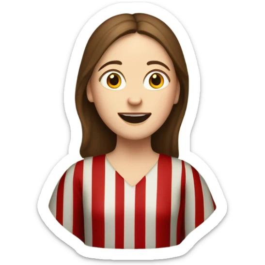 White woman with brown hair 11th century, with vertical red striped tunic saying hurrah! sticker