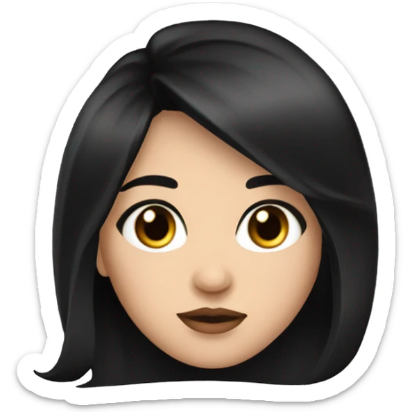beautiful girl, brown eyes, shoulder length medium black hair, small rosy lips sticker