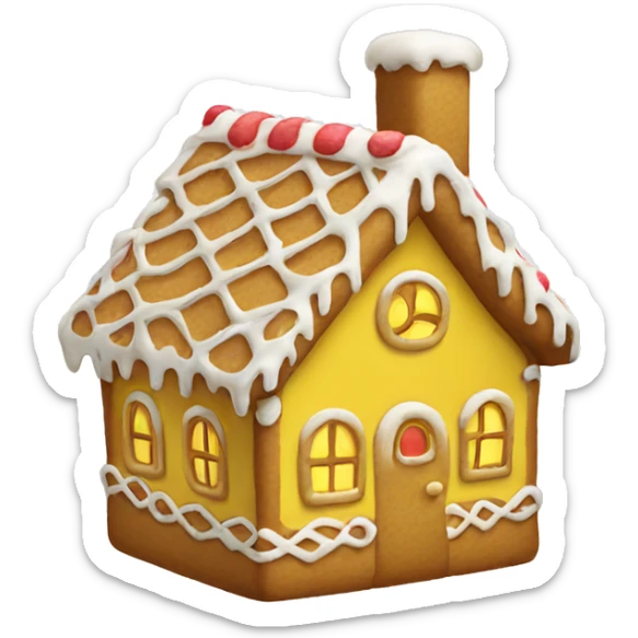 Yellow gingerbread house sticker