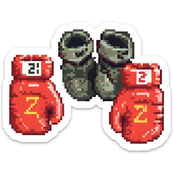 красные боксерские перчатки друг на друге с надписью "23", no background sticker