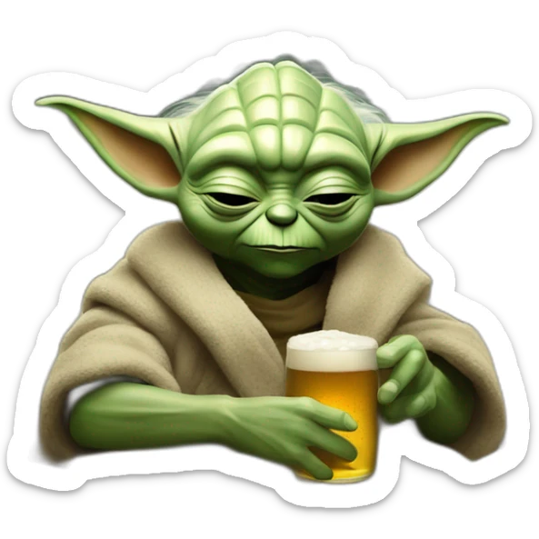 Yoda Wo Sleep with à brer on his hea master yoda who sleeps with a beer on his head sticker