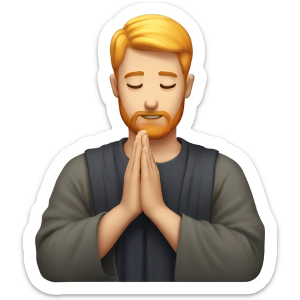 man with orange beard and super short blond hair and square galses as he praying  sticker