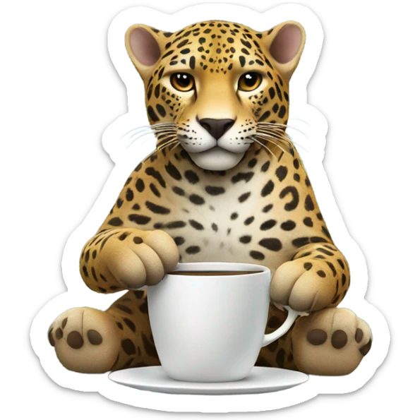 Jaguar onntje jungle take a cup of coffe sticker