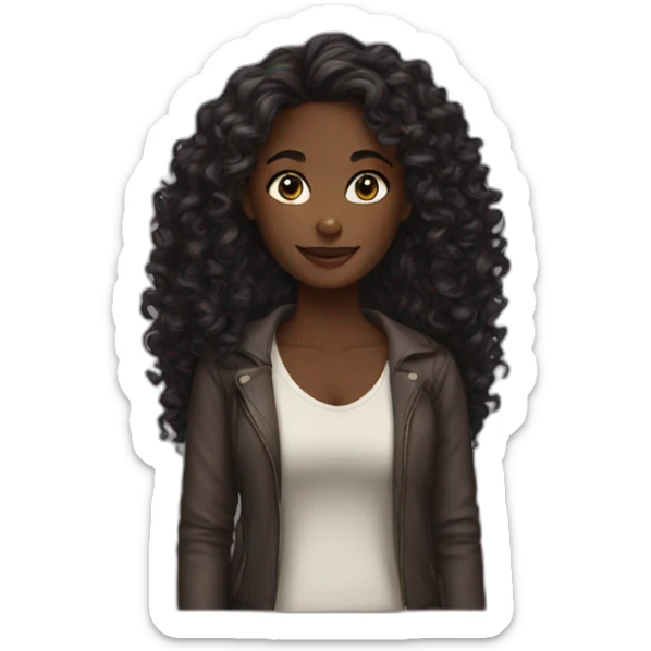 woman dark skin long curly hair sticker