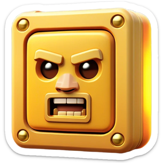 Clash of Clans aesthetic: Cinematic Playful Classic Game Cartridge Portrait Emoji, rendered in a 3D vector-style similar to standard emojis with minimal shading and bold, simplified shapes. A compact, distinct form with signature details, softly glowing with a nostalgic gaming charm. Simplified yet unmistakably iconic, highly detailed and consistent, glowing with a soft radiance and high shine. Stylized with a touch of retro gaming magic and a soft glowing outline, capturing the essence of a beloved gaming relic with a friendly, playful manner! sticker