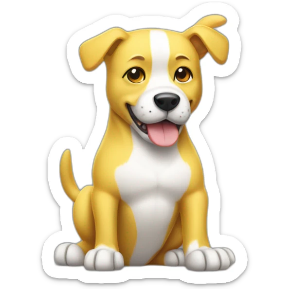 yellow and white dog with muscles and thumbs up showing the whole body sticker