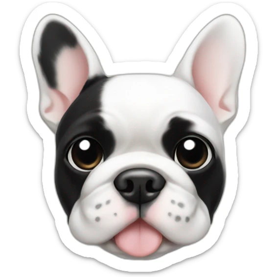 White French bulldog with black on the right and ears, black eyes sticker