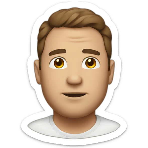 stocky man with round face, short brown hair, nose ring sticker