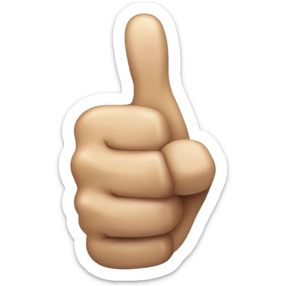 Create an emoji of a hand giving a thumbs-up, but with a slightly sarcastic or ironic expression. The hand should have a subtle smirk or raised eyebrow, hinting that the thumbs-up is not entirely sincere." sticker