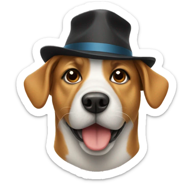 Dog with a hat sticker