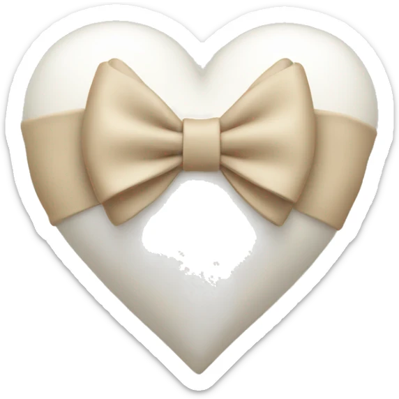 white heart with beige bow sticker