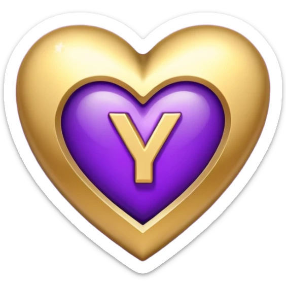 The golden Letter “y” inside a Purple Heart sticker