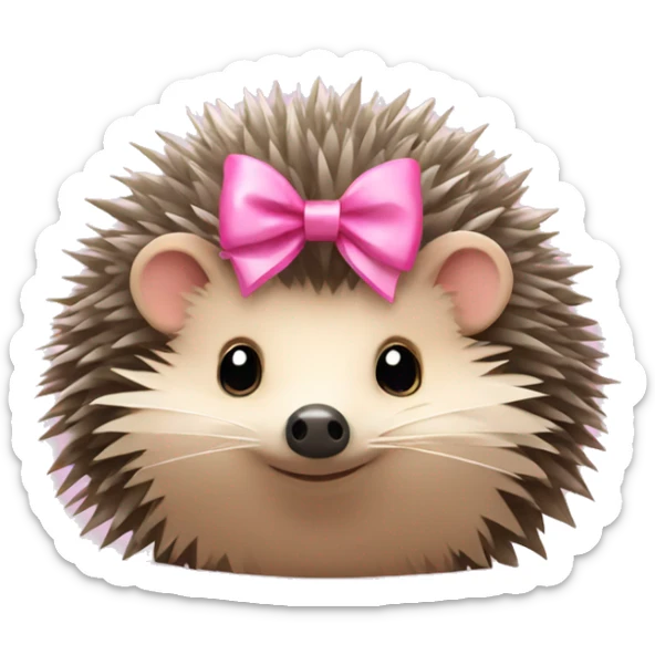 hedgehog with a pink bow sticker