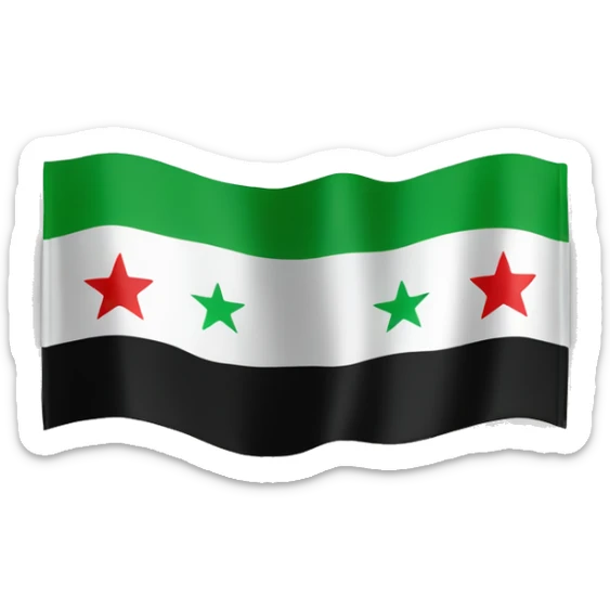 The new Syrian flag the one with green on top and white with 3 stars and then black sticker