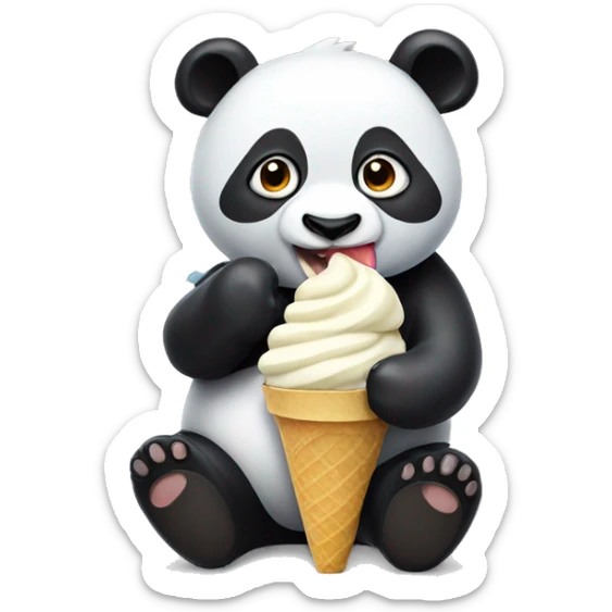 Panda eating ice cream sticker