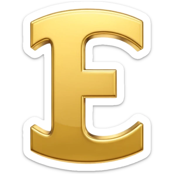 Symbole de currency en or en forme de lettre F précise, seul, 3D, brillant, style emoji simple et lisible sur fond uni. pas une autre lettre sticker