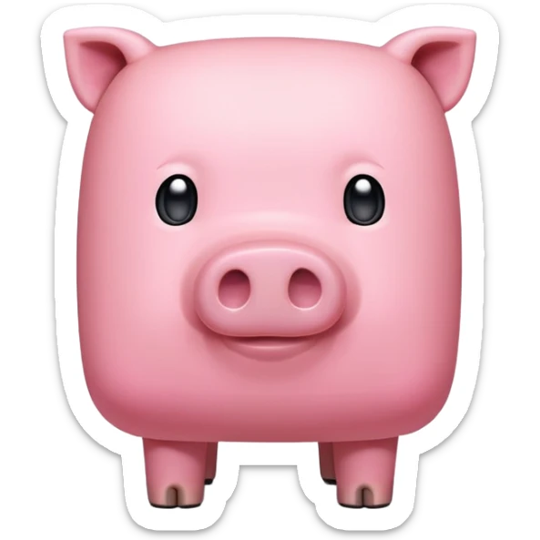 Minecraft pig, full body, pink blocky animal with square head and square body sticker