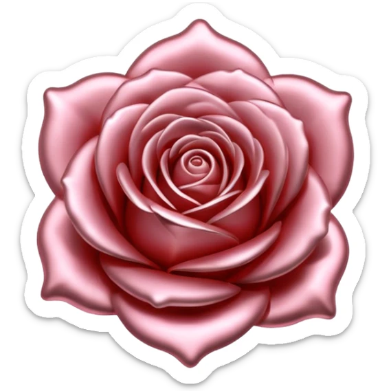 A rose emoji made of liquid silver metal minimalistic iOS emoji style, centered, sticker