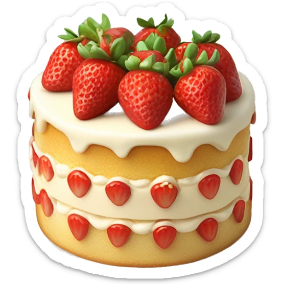 fraisier cake with vanilla cream on top and small strawberries to decorate the cake sticker