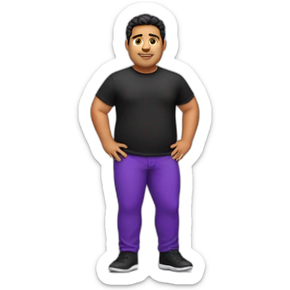 Fat latino Guy with red pants and purple shoes and black shirt sticker