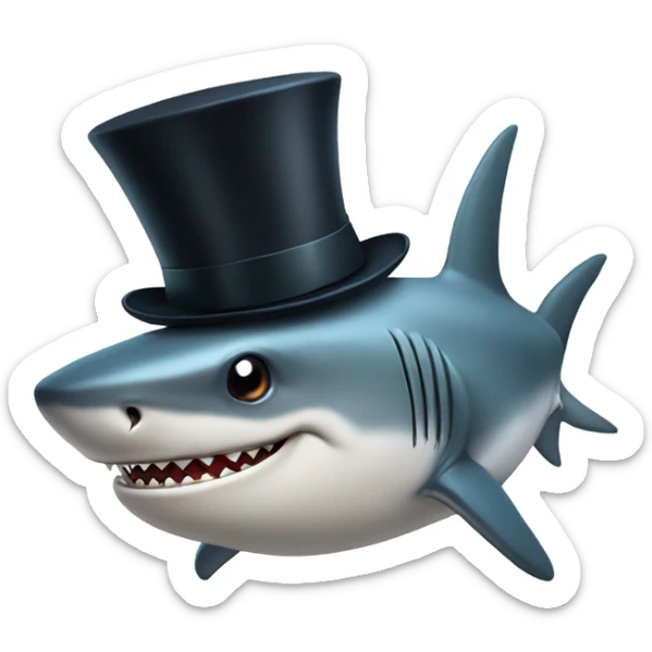 Shark with a top hat sticker